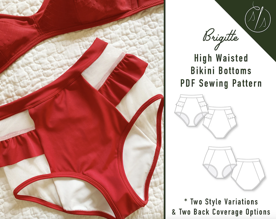 PDF Swimsuit Pattern High Cut Leg High Waist Bikini Bottom